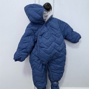 Navy Quilted Kids Footie made in Turkey